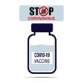 Flat vector illustration of Cavid - 19 vaccine, coronavirus vaccine Cavid-19, vaccine bottle.stop the coronavirus